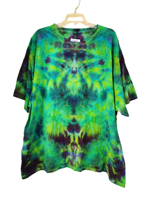 3X green psychedelic tie dye tshirt