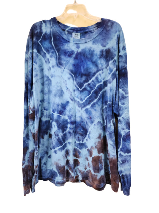 3X long sleeve blue geode tie dye tshirt