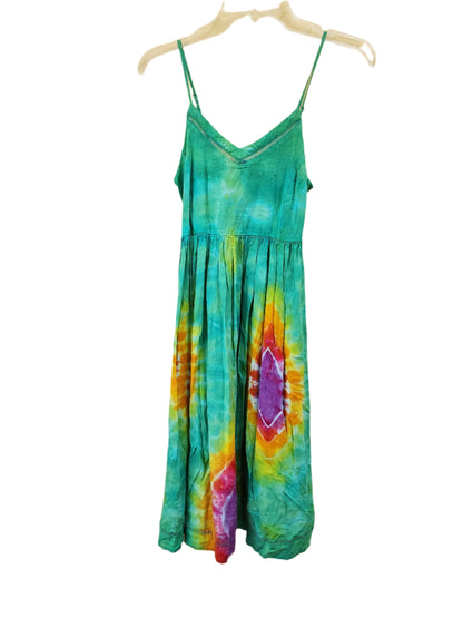 Small green rainbow tie dye dress