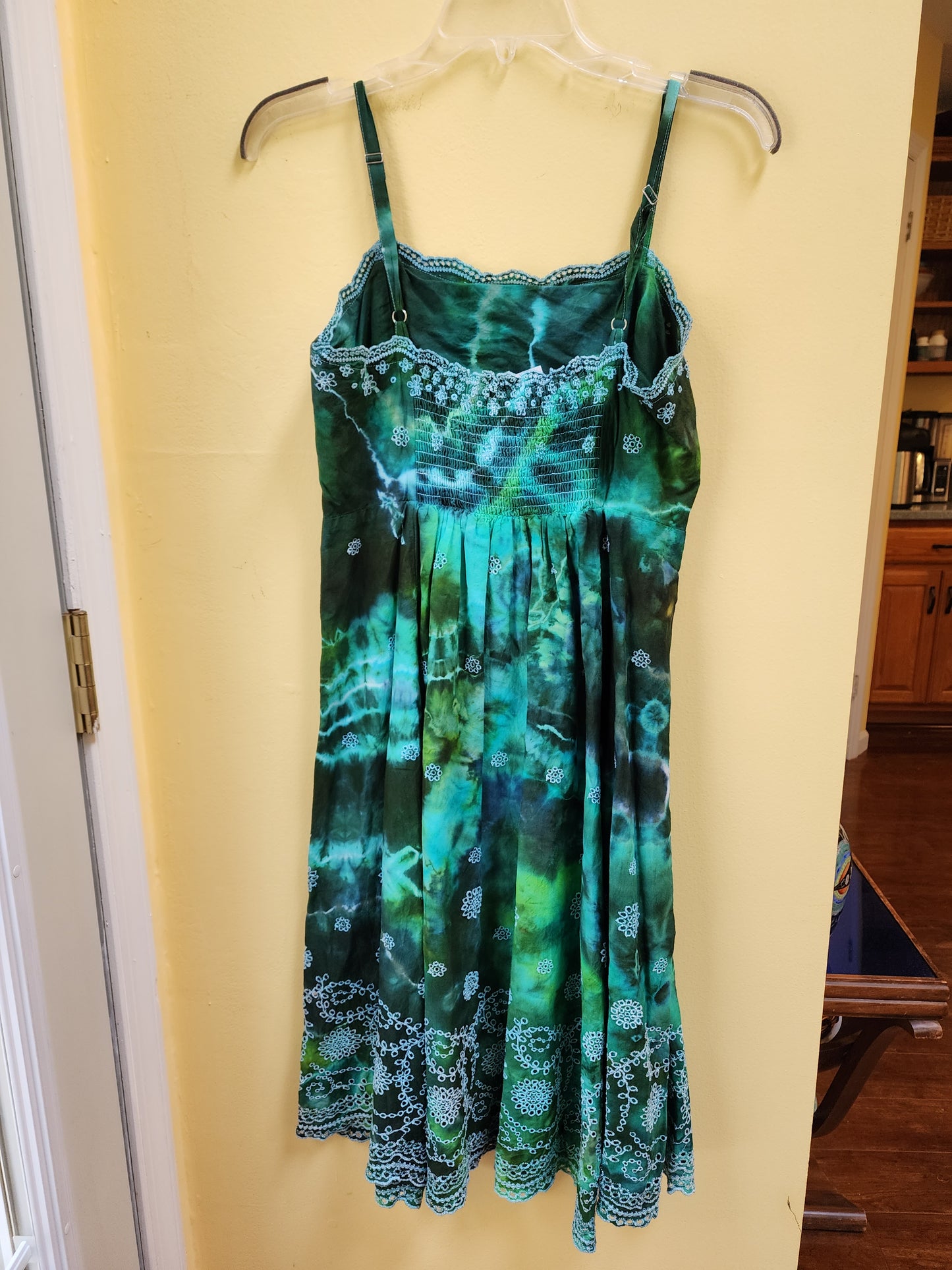 Medium/Small blue green geode tie dye sun dress