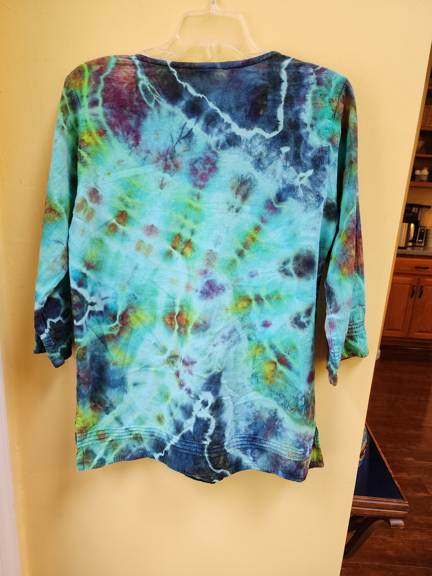 Small 3/4 Length Boho Tunic Tie Dye Top