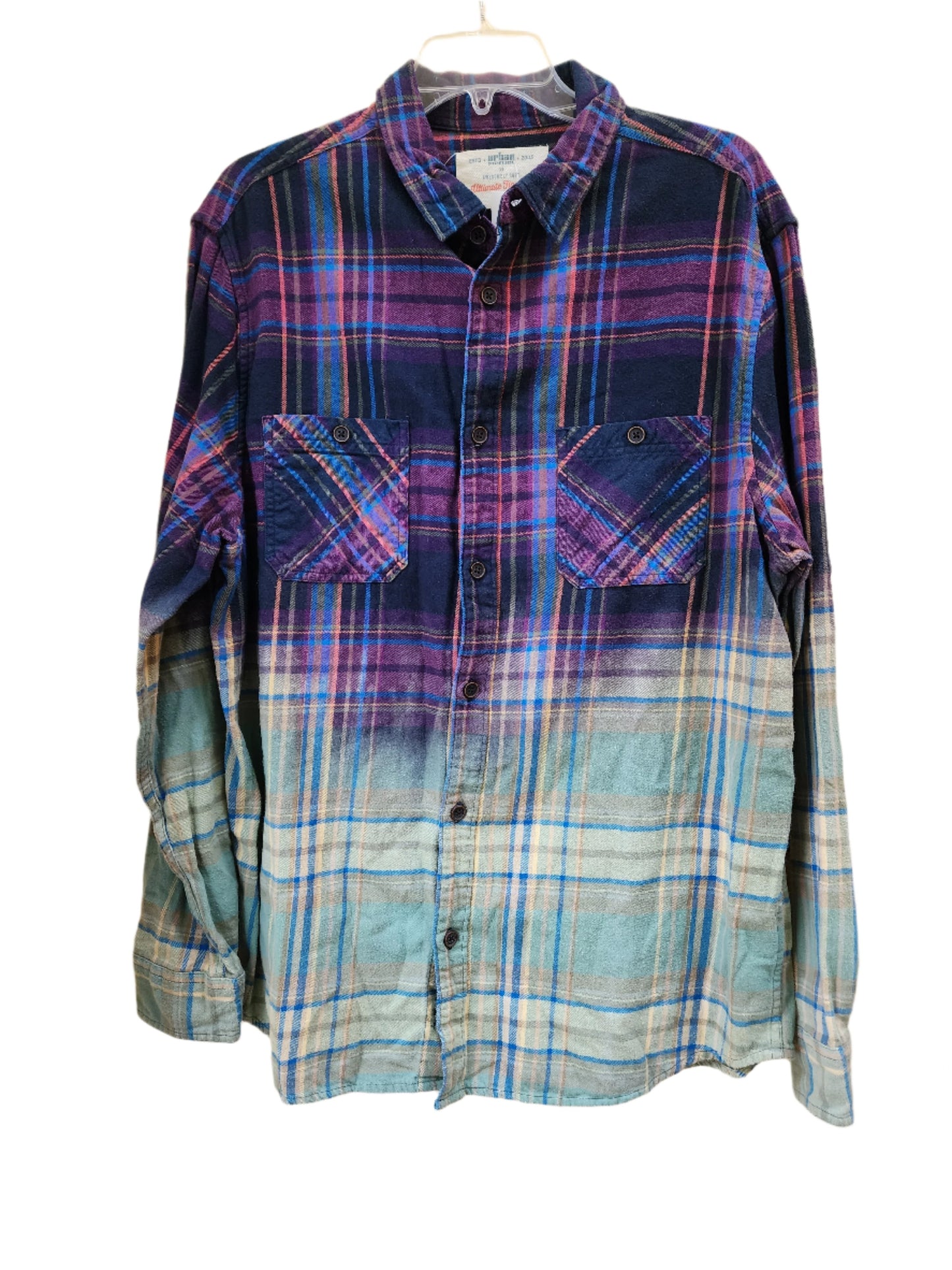 XL Multi Color Flannel Reverse Dye Button Down