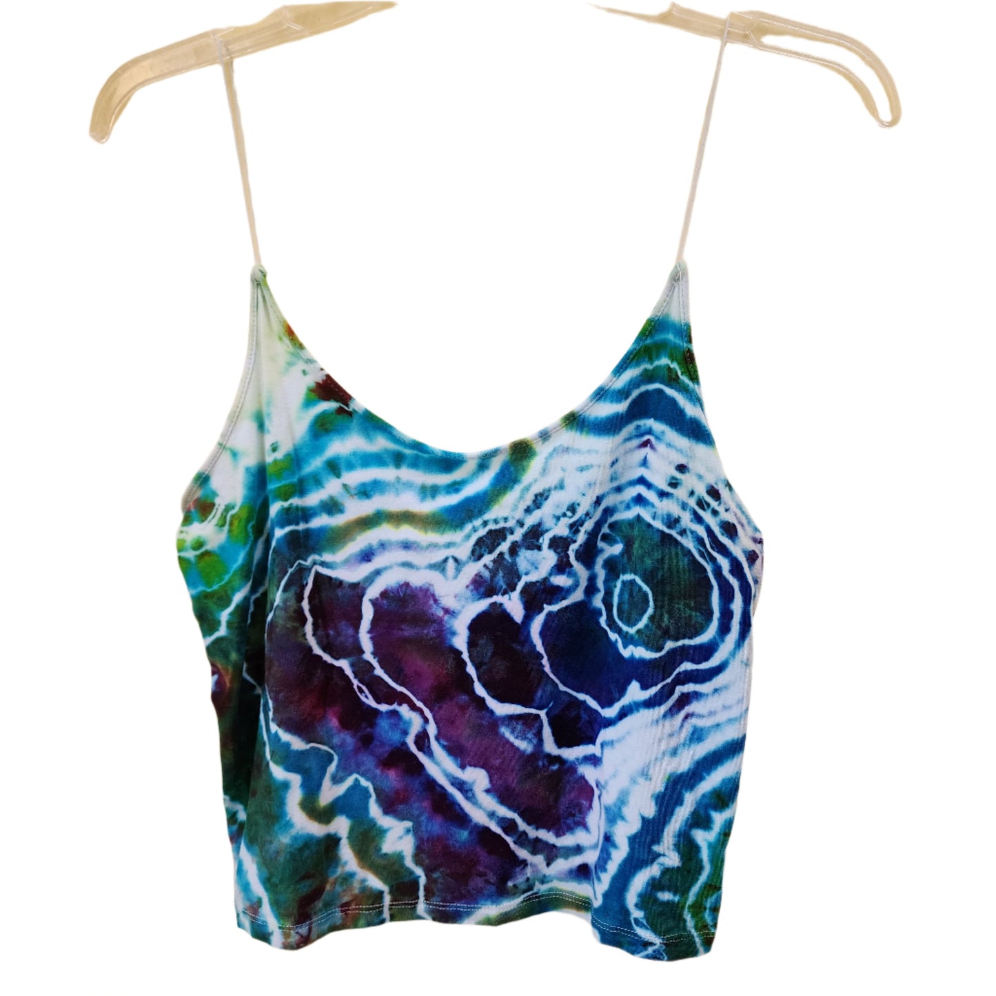 Large Multi color geode tie dye crop tank