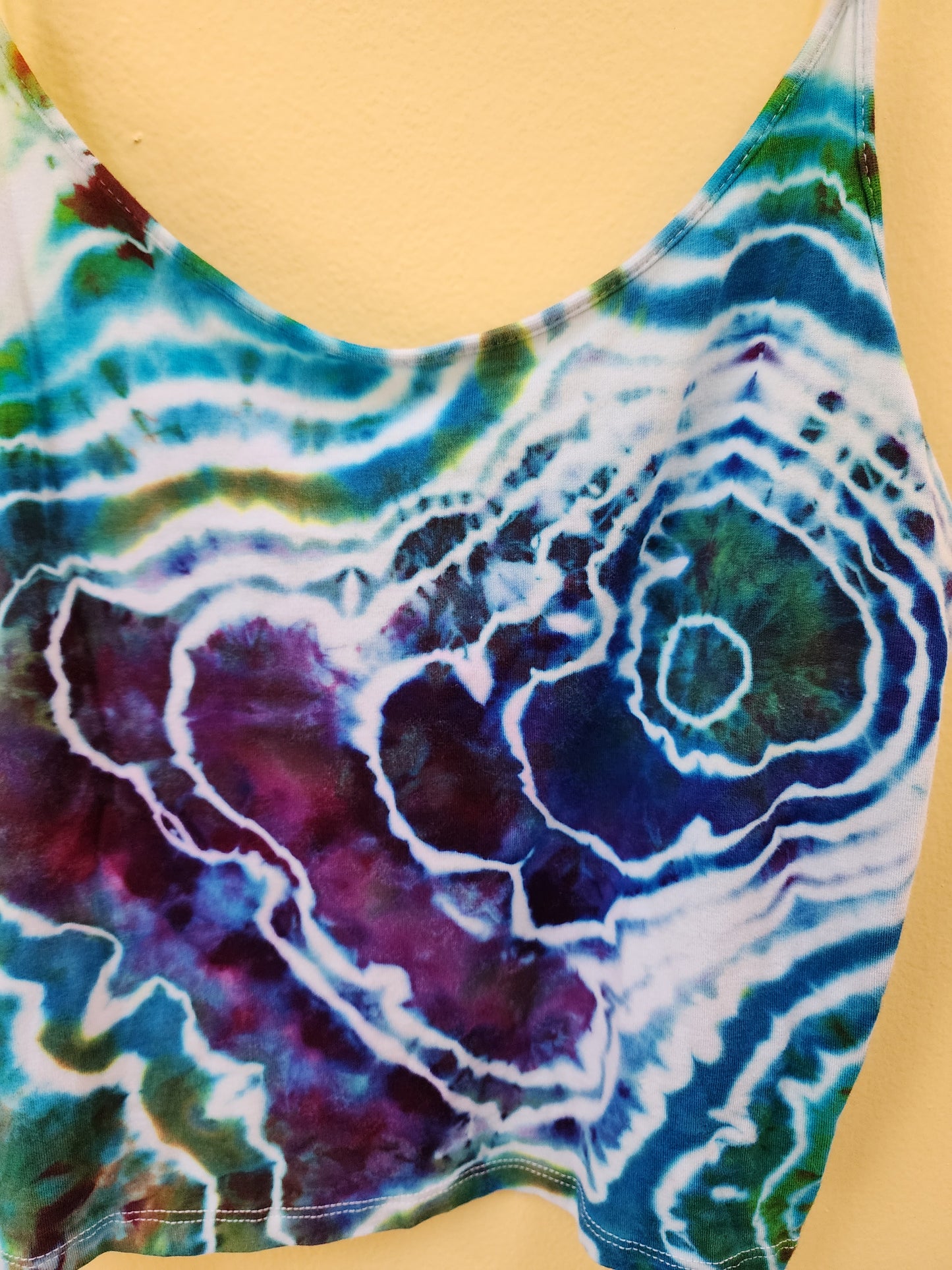 Large Multi color geode tie dye crop tank