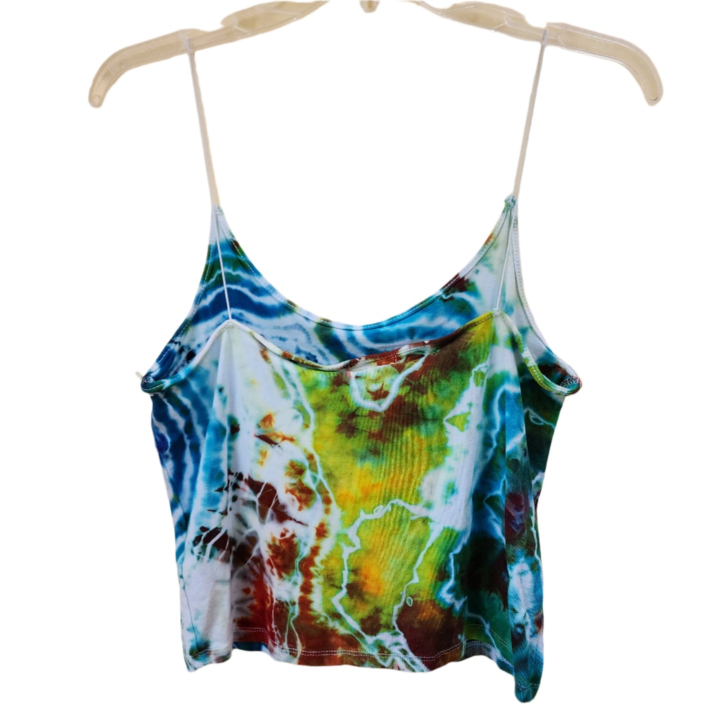 Large Multi color geode tie dye crop tank