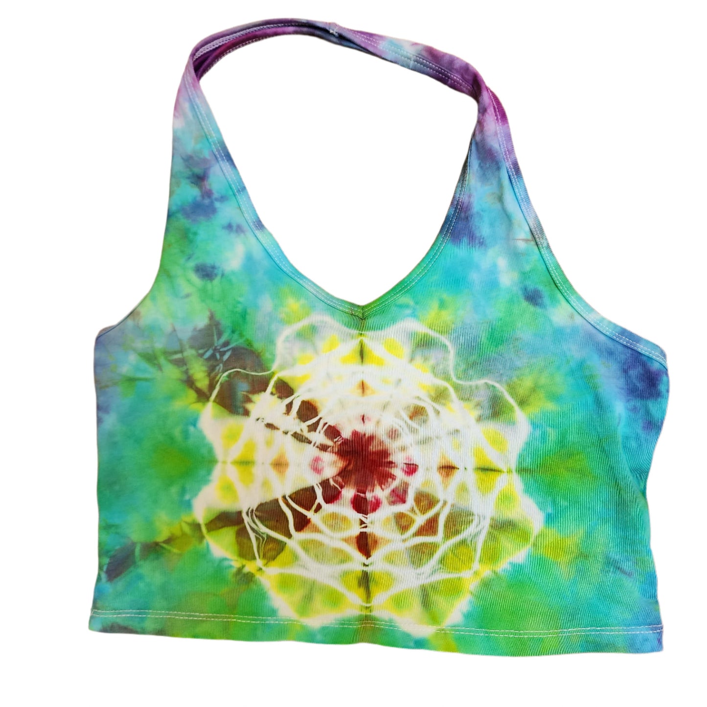 Medium Bright Tie Dye Halter Crop Top