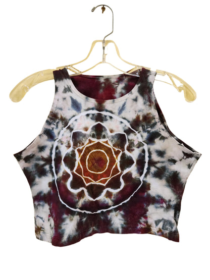 Large/XL Neutral Mandala Crop Tie Dye Top