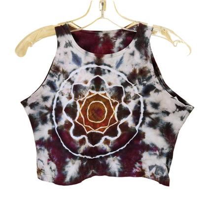 Large/XL Neutral Mandala Crop Tie Dye Top