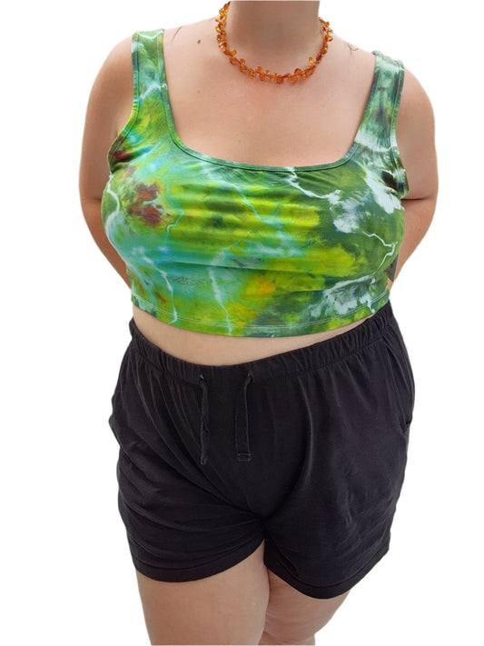 3X/4X Green Geode Crop Tank Top