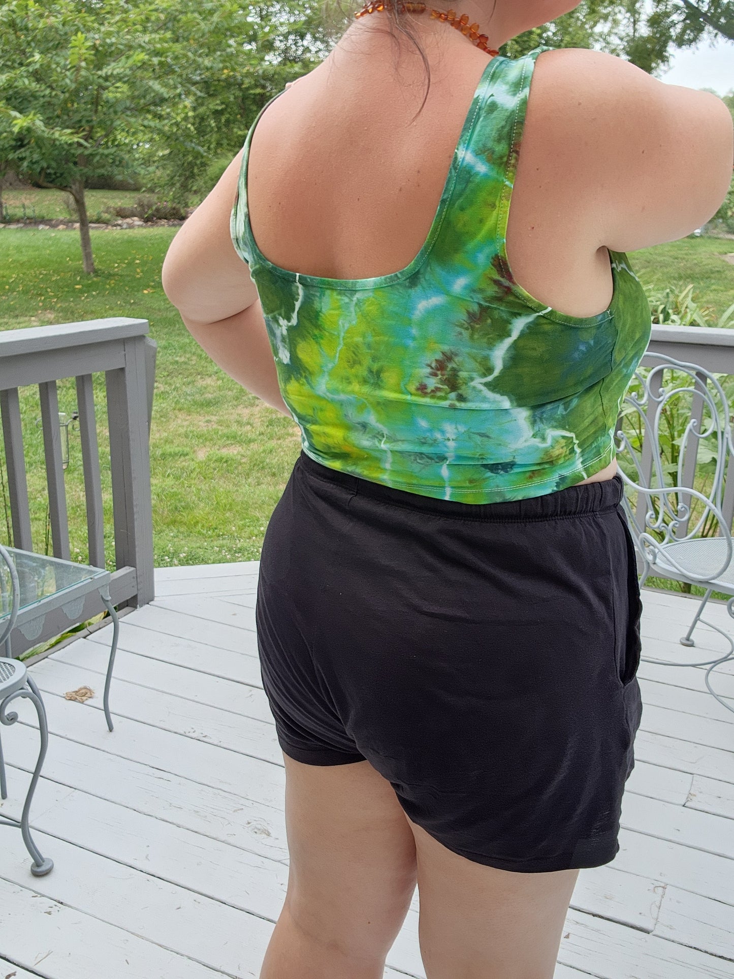 3X/4X Green Geode Crop Tank Top