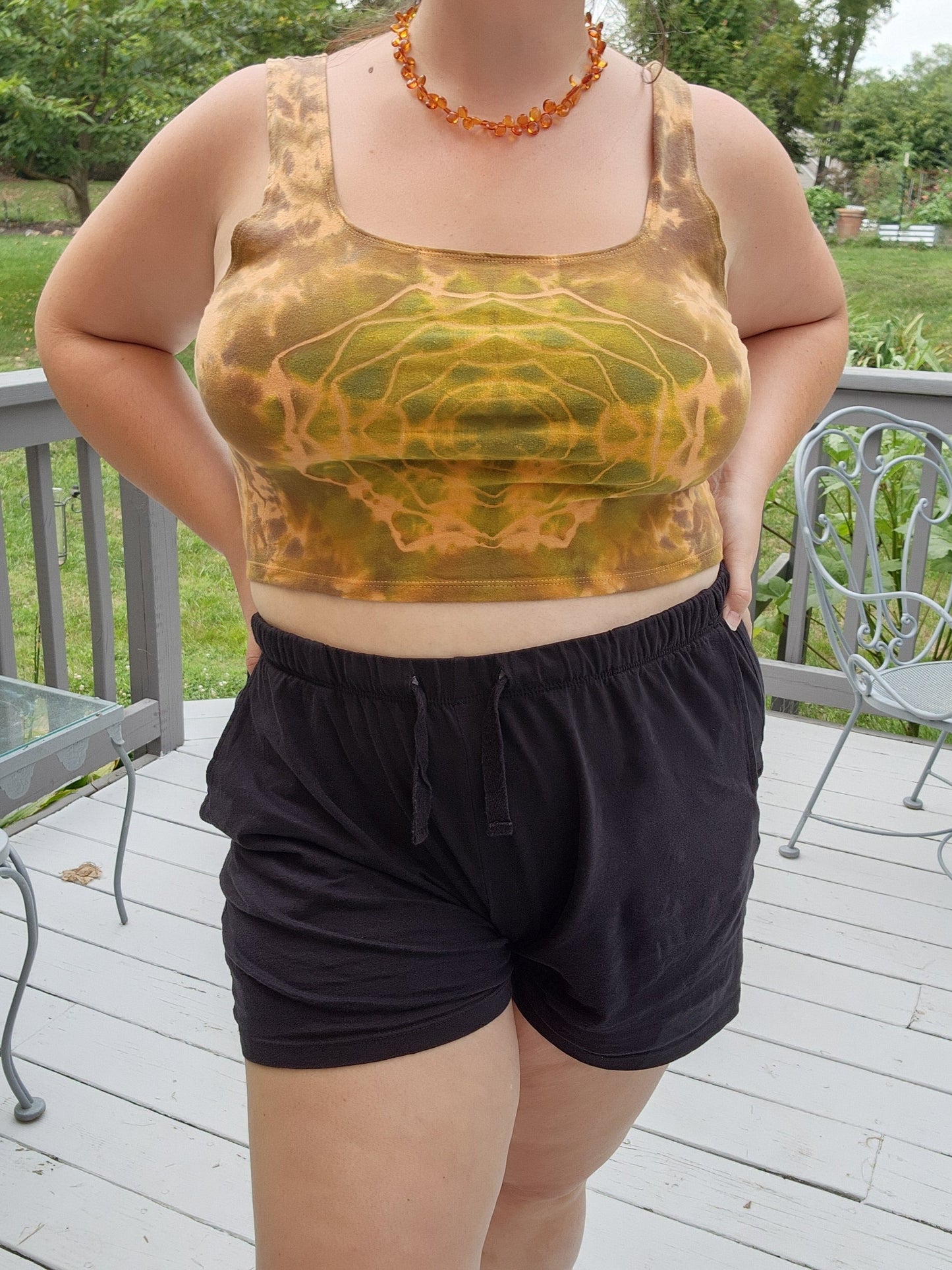 2x Neutral Mandala Tie Dye Crop Top Tank