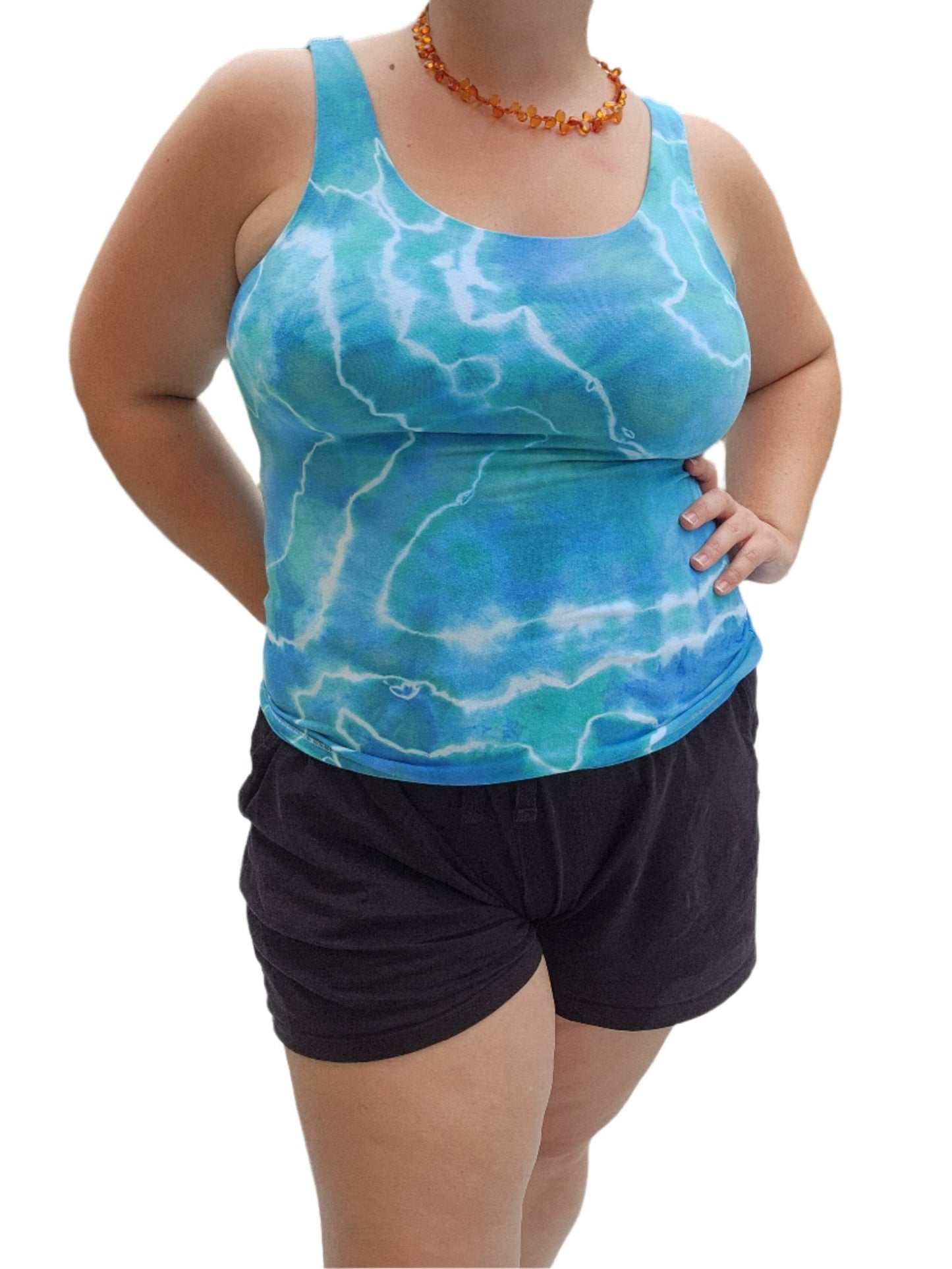 Medium Blue Wave Geode Tie Dye Tank top