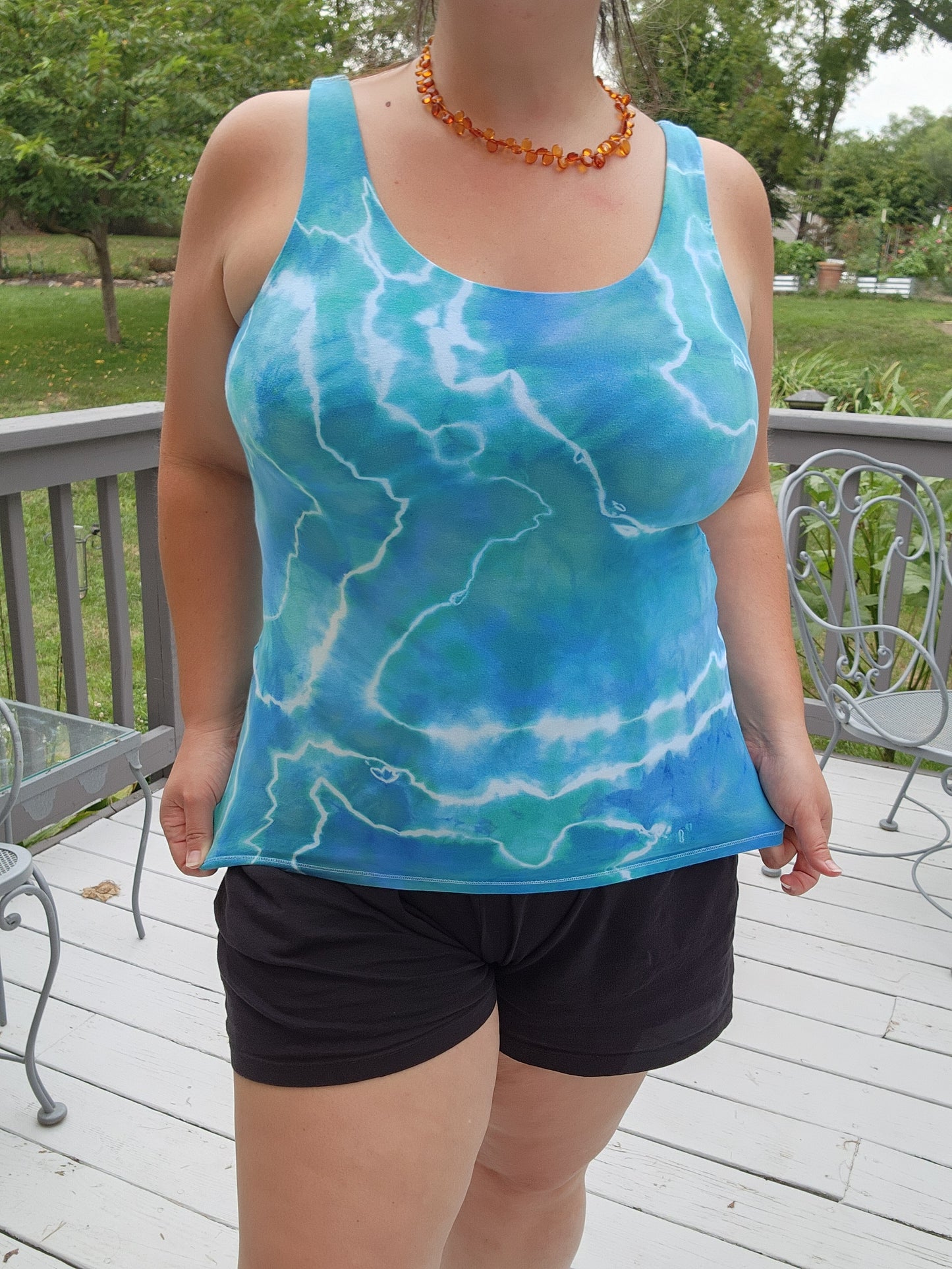 Medium Blue Wave Geode Tie Dye Tank top