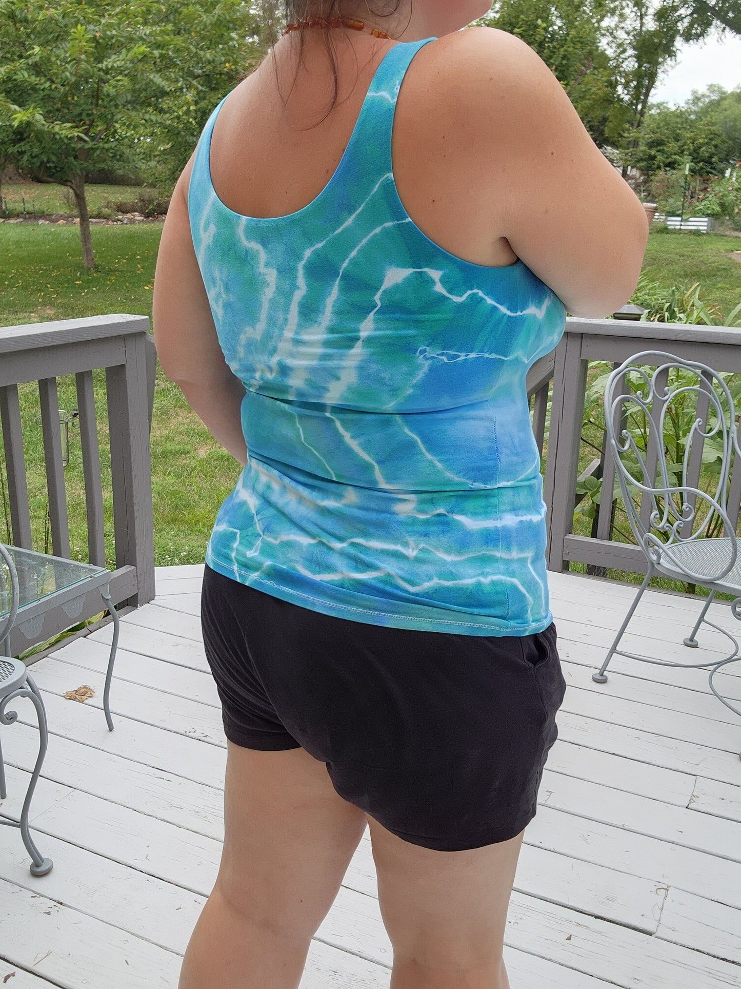 Medium Blue Wave Geode Tie Dye Tank top