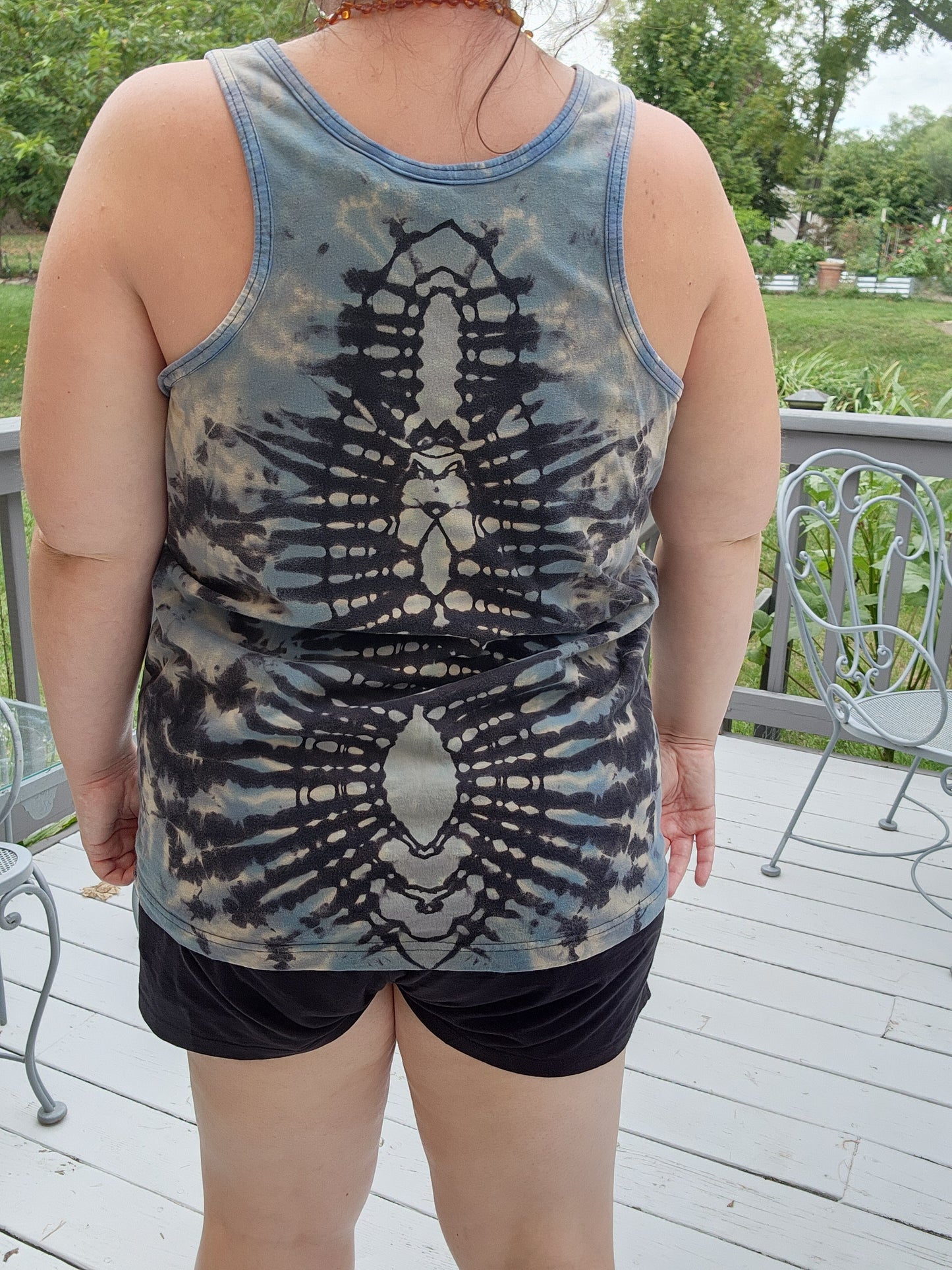 Large Vintage Unisex Reverse Dyed Tie Dye Tank Top Unisex