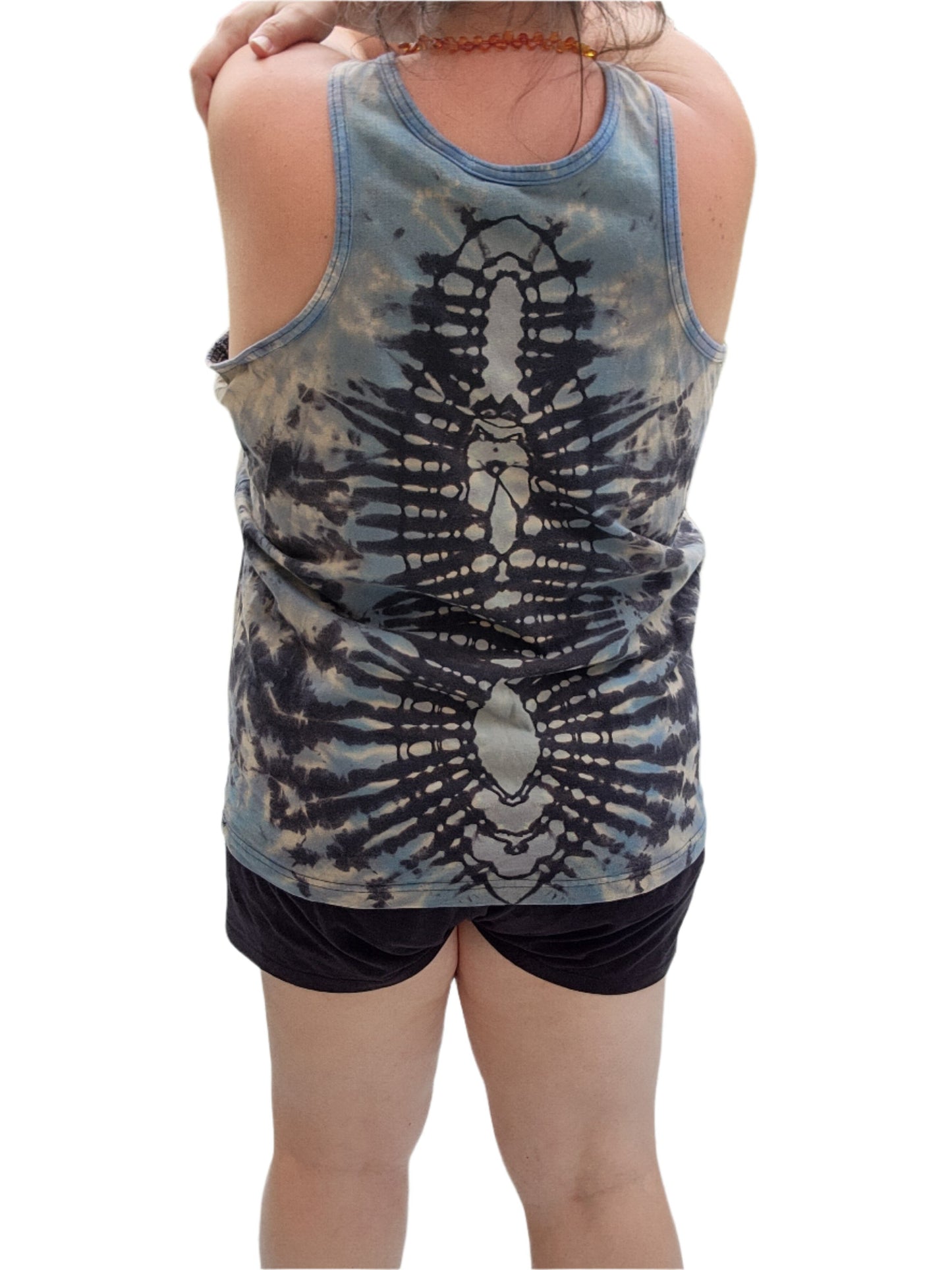 Large Vintage Unisex Reverse Dyed Tie Dye Tank Top Unisex