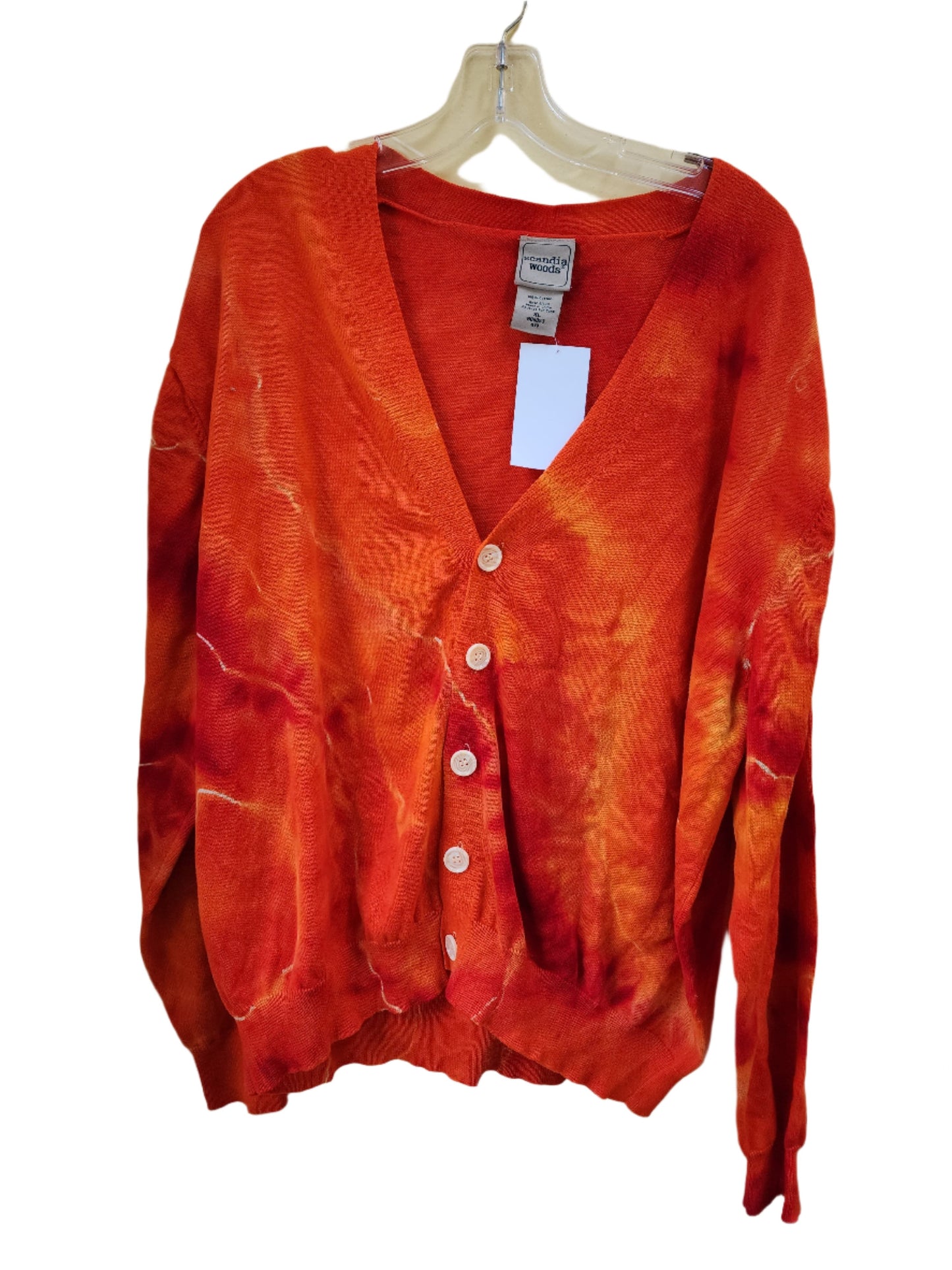 XL Vintage Orange Geode Tie Dye Cardigan