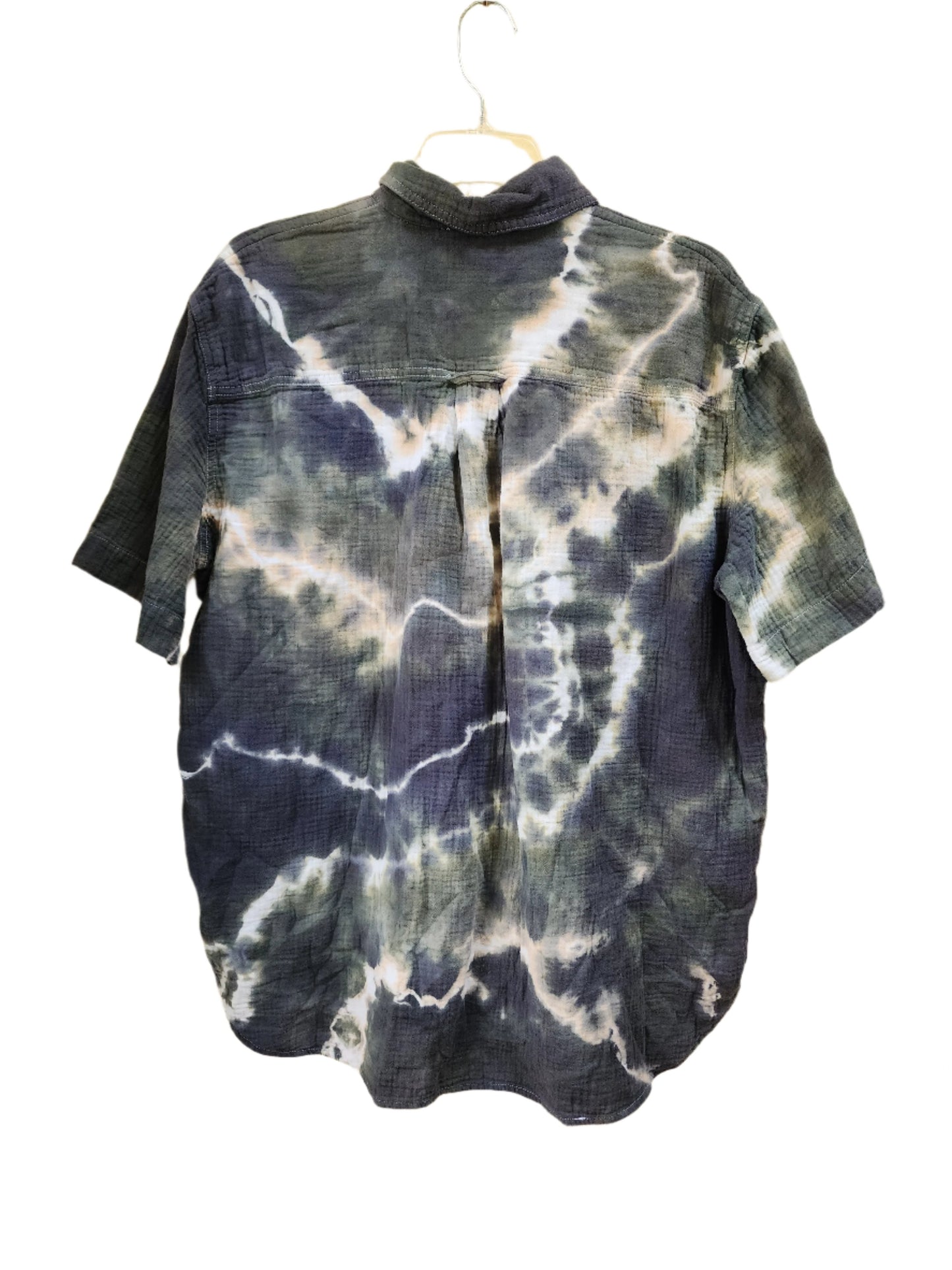 Large Deep Forest Smoke Geode Tie Dye Button Down Shirt