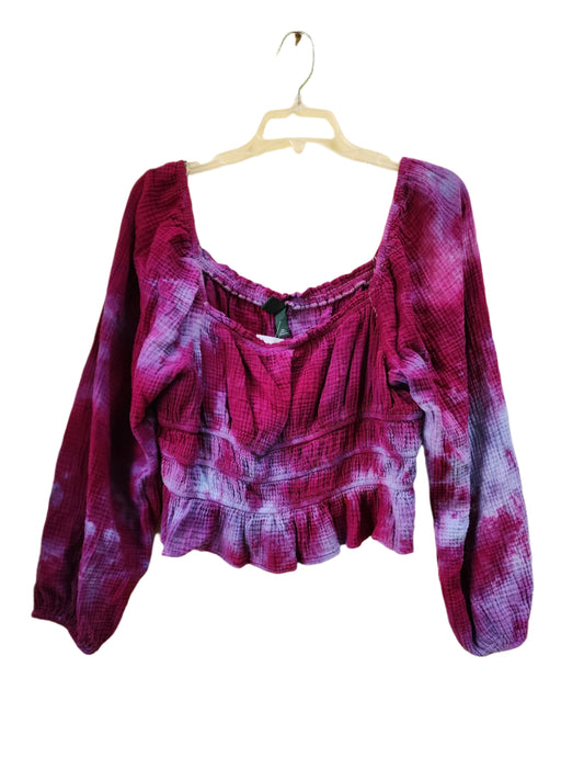 2x Raspberry Peasant Tie Die Blouse Top