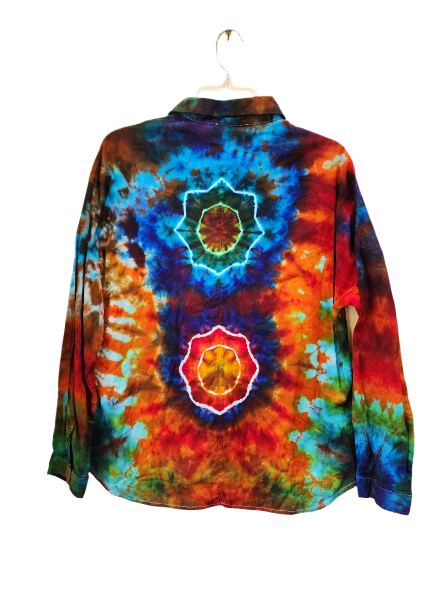 Small Colorful Tie Dye Star Button Down Shirt