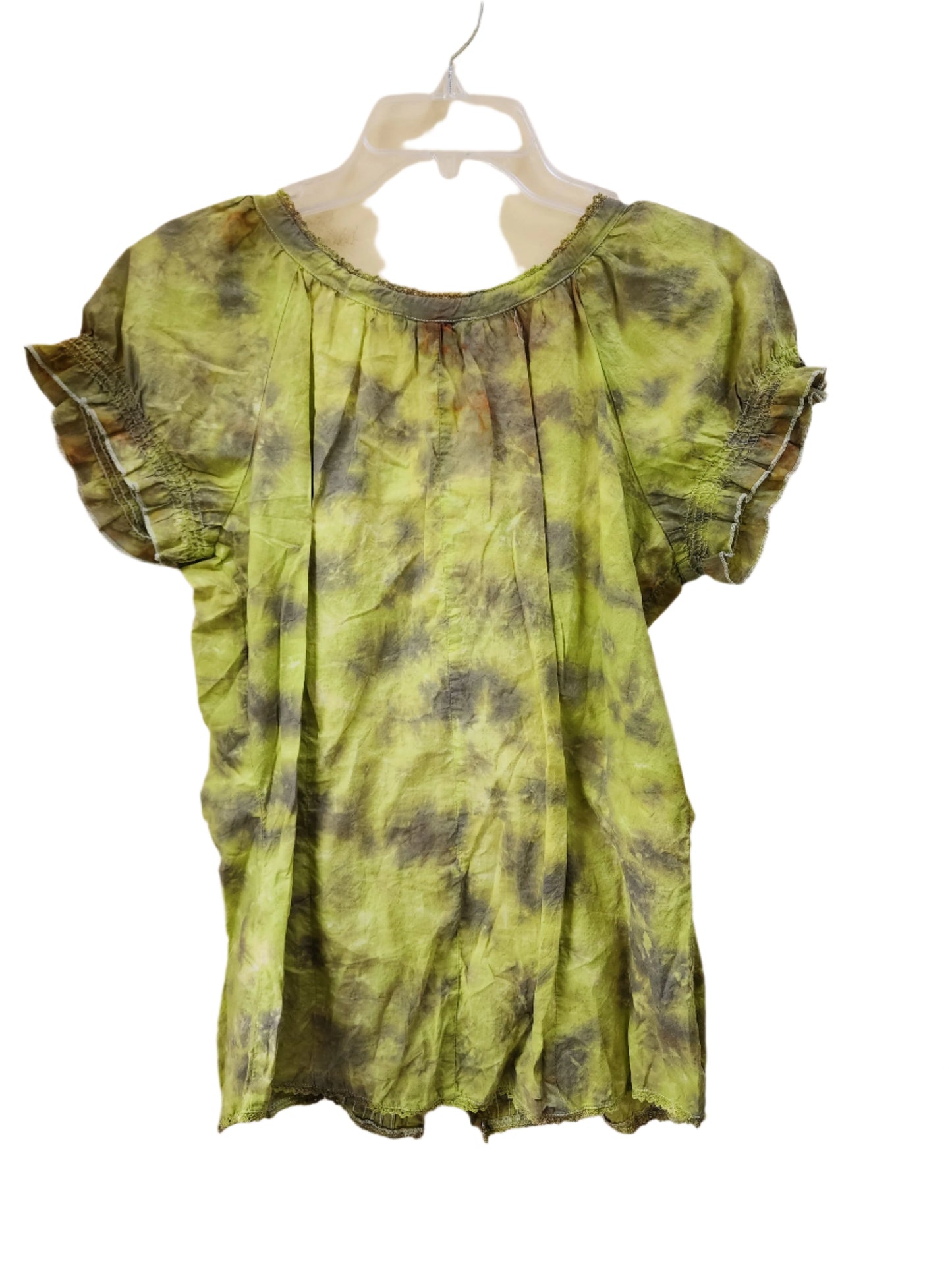 Large Vintage Upcycled peasant sleeve tie dye top