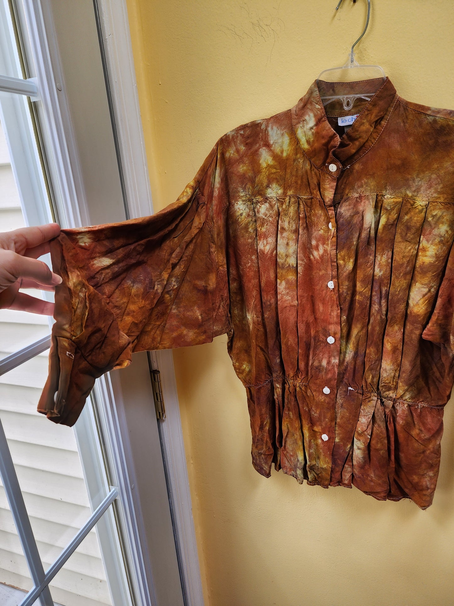 Large Vintage 80s/90s Tie Dye Melt Blouse