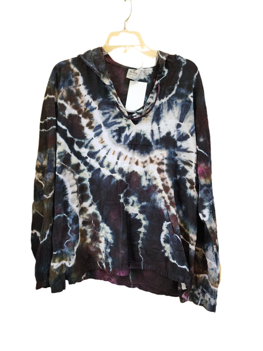 Large Dark Smoke Geode Tie Dye Lightweight Hooded Shirt/Sweater