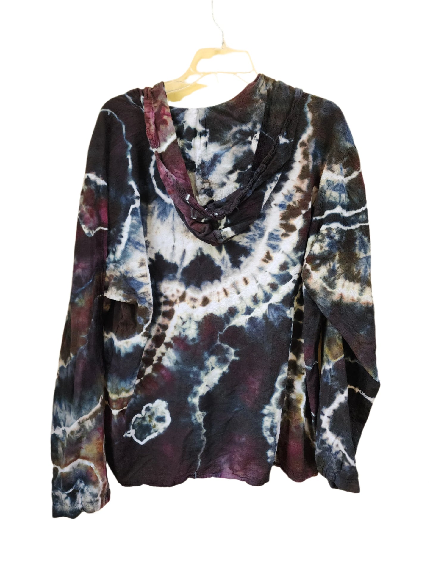 Large Dark Smoke Geode Tie Dye Lightweight Hooded Shirt/Sweater