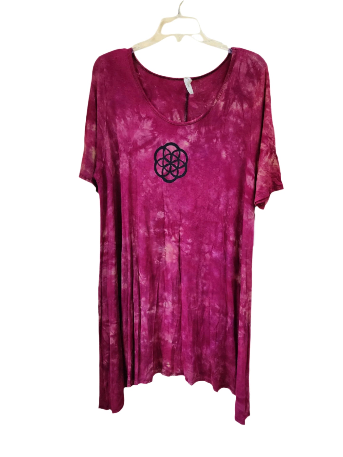 2x Flower of Life Raspberry melt tie dye dress