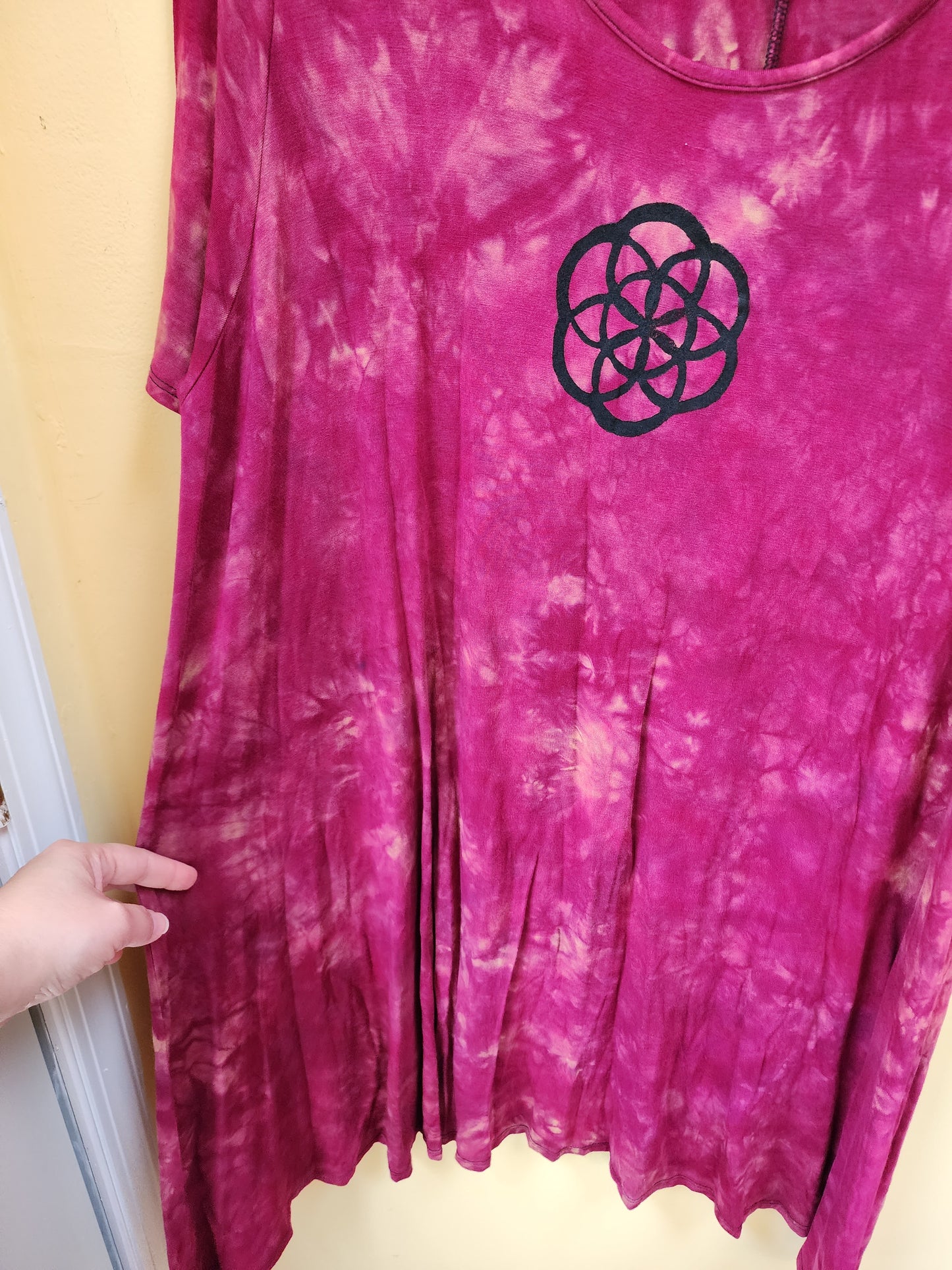 2x Flower of Life Raspberry melt tie dye dress