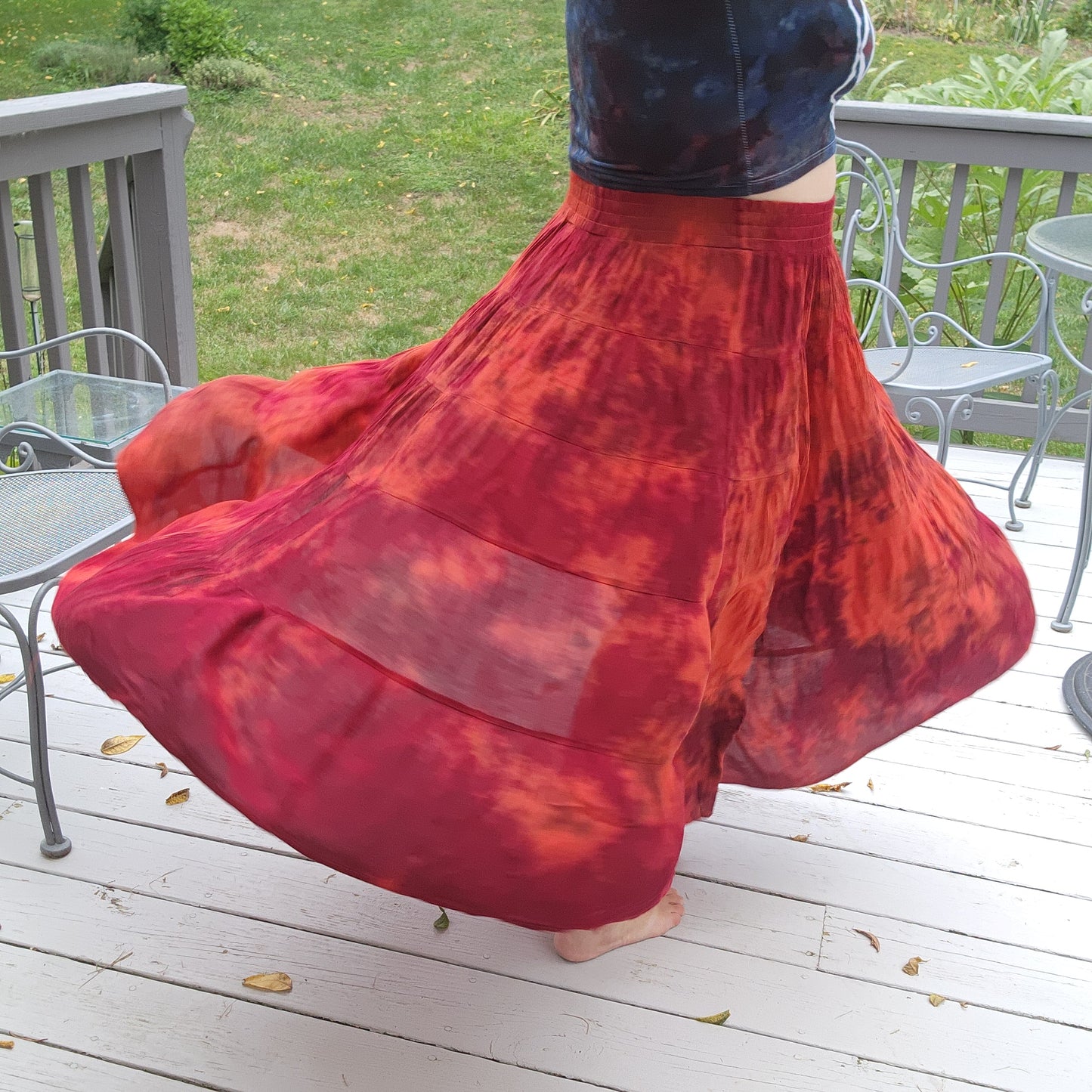 2X Fall Boho Tie Dye Twirl Skirt