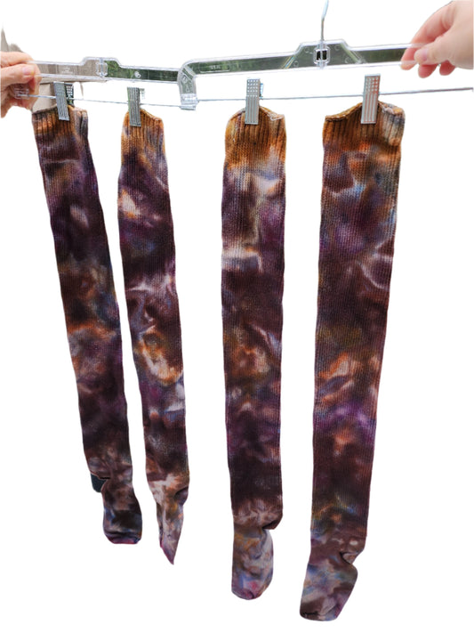 Deep Neutral Melt Tie Dye thigh high socks