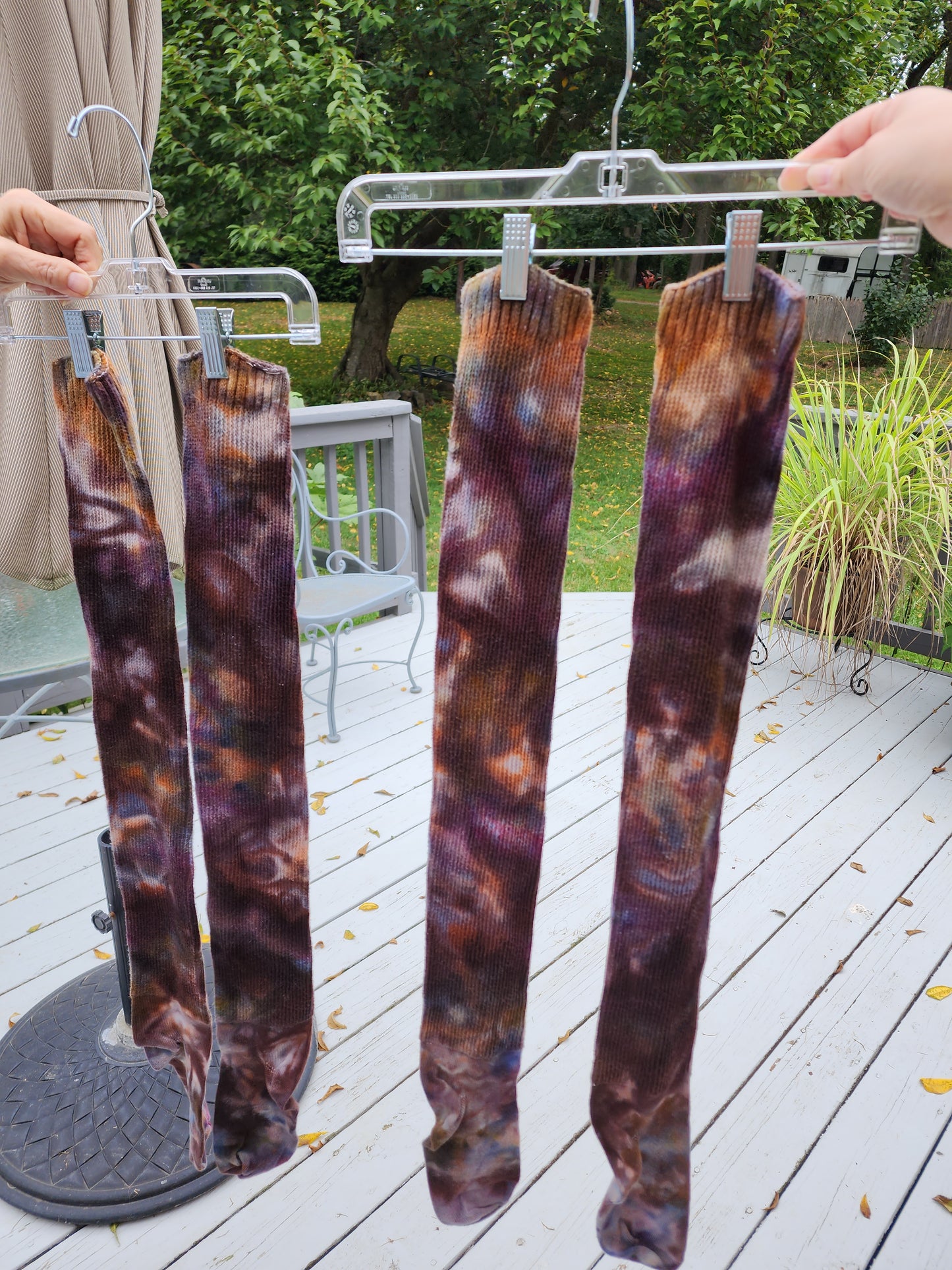 Deep Neutral Melt Tie Dye thigh high socks