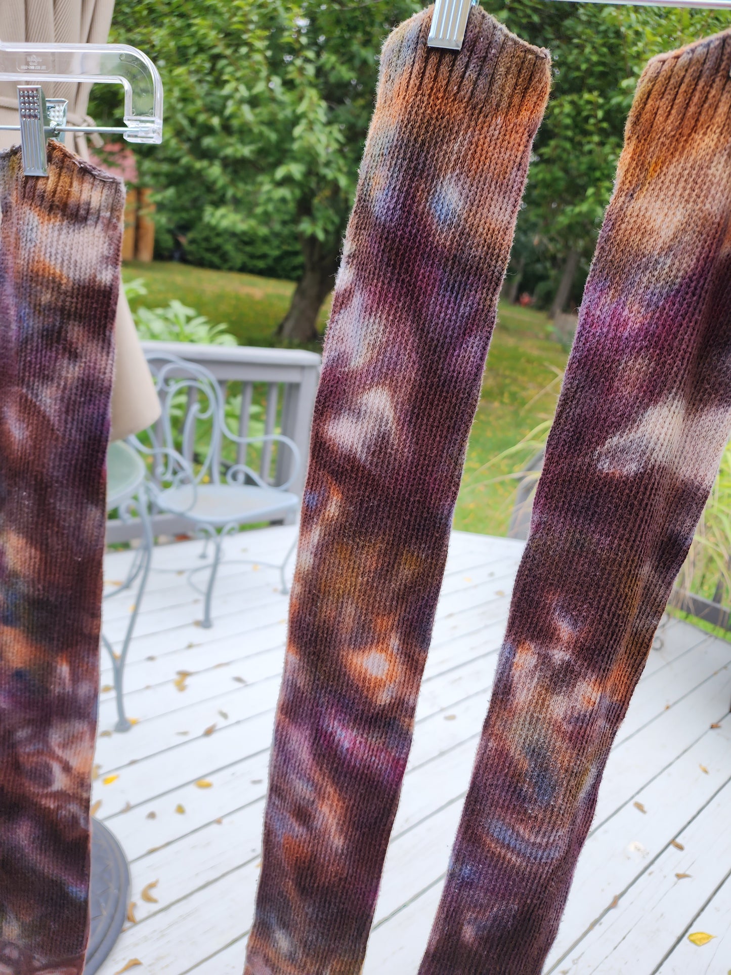 Deep Neutral Melt Tie Dye thigh high socks