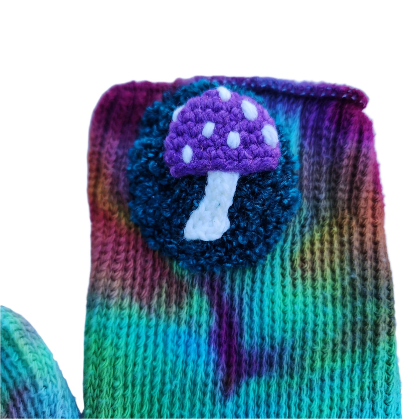 Mushroom Crochet Rainbow Tie Dye Thigh Highs