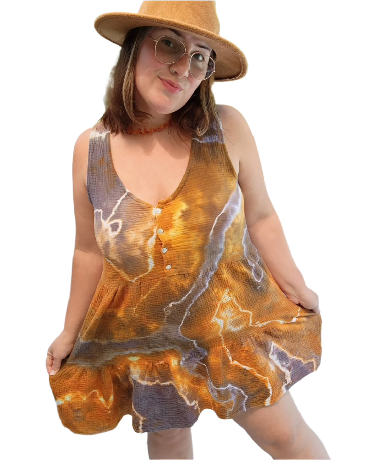 Large Neutral Geode Tie Dye Dress