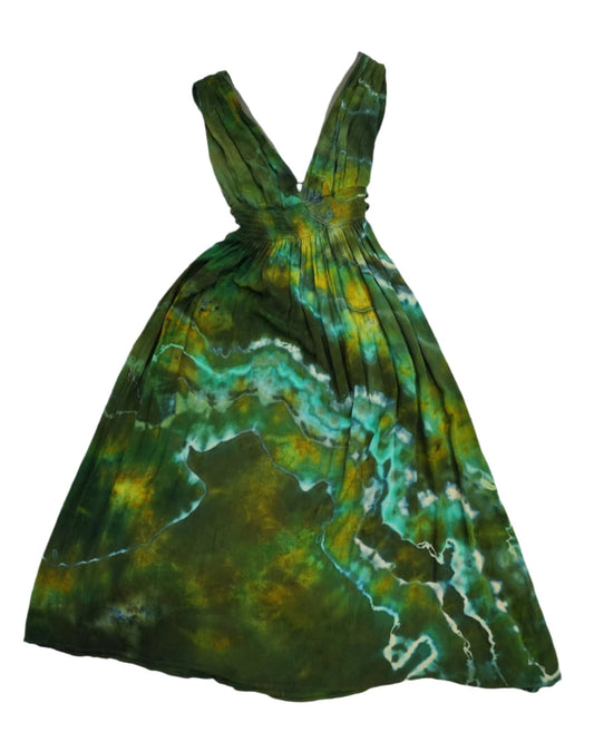 Medium Green Earth Geode Maxi boho dress