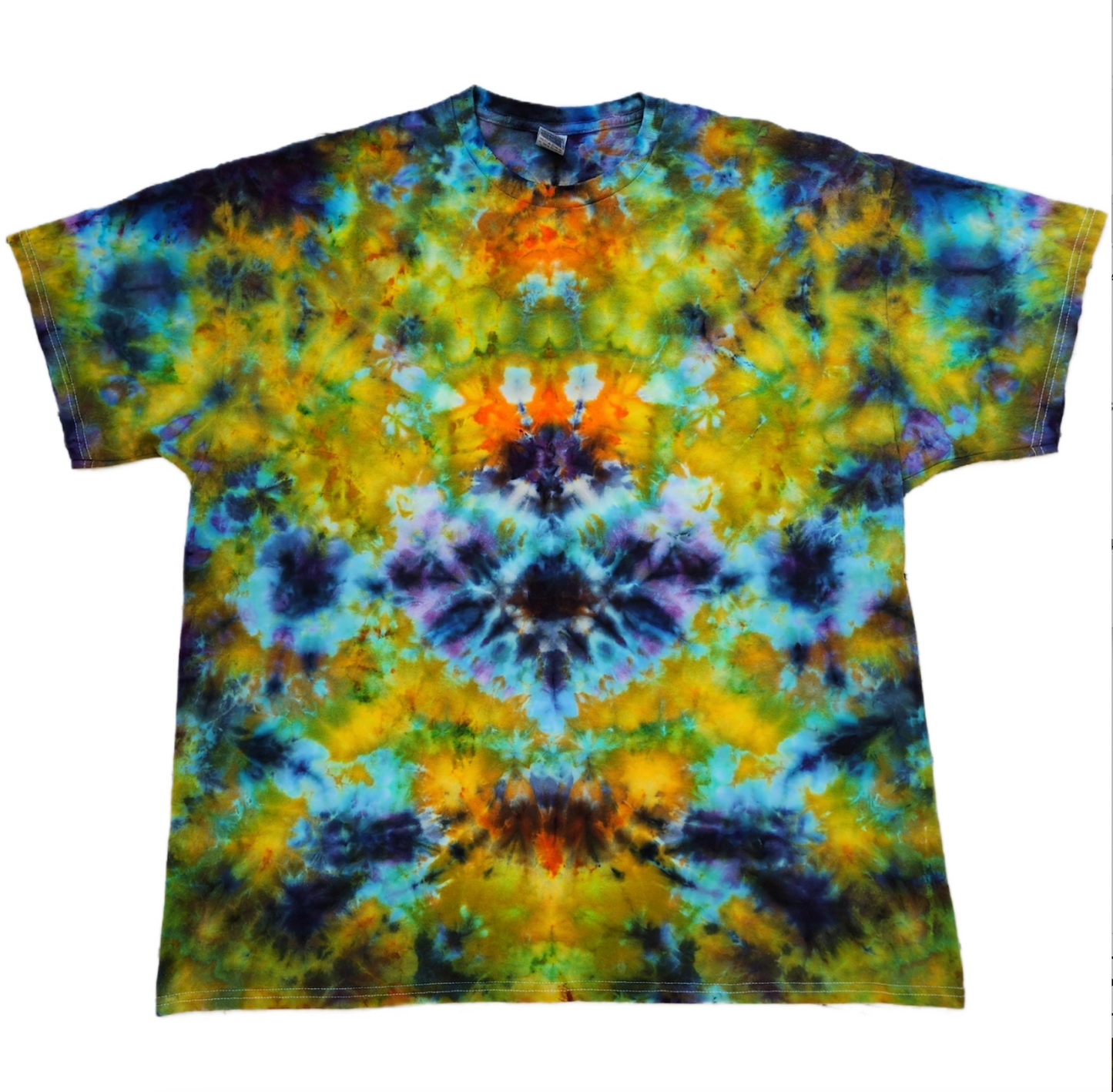 2x psychedelic blue earthy ice dyed tie dye unisex t-shirt