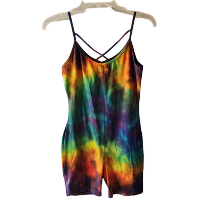 Large Mushroom Scene Painted Tie Dye Caged Shorty Catsuit