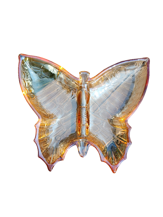 1960's Jeannette Glass Lusterware Butterfly Dish