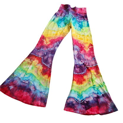 Medium Rainbow Geode Tie Dye Bell Bottoms 32" inseam