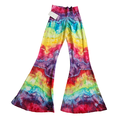 Medium Rainbow Geode Tie Dye Bell Bottoms 32" inseam