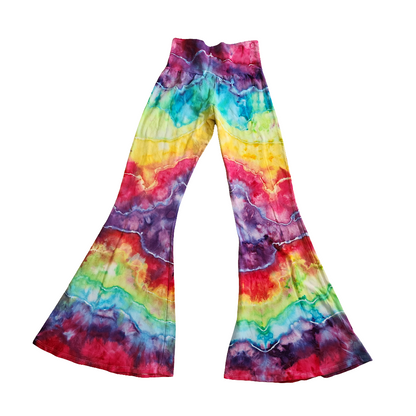 Medium Rainbow Geode Tie Dye Bell Bottoms 32" inseam