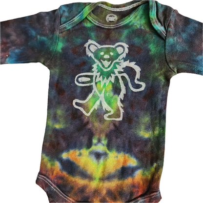 Dancing Bear Tie Dye Baby Onesie 0-3 Months