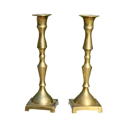 Vintage Brass Candlestick Holders 8 inches tall sturdy brass set of 2