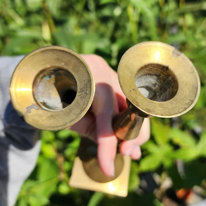 Vintage Brass Candlestick Holders 8 inches tall sturdy brass set of 2
