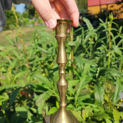Vintage Brass Candlestick Holders 8 inches tall sturdy brass set of 2