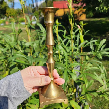 Vintage Brass Candlestick Holders 8 inches tall sturdy brass set of 2