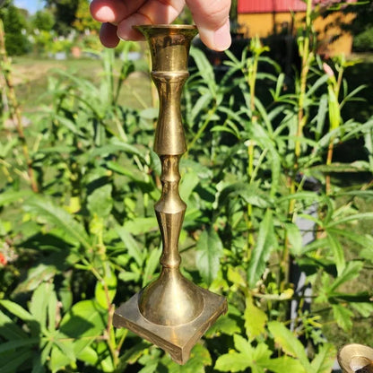 Vintage Brass Candlestick Holders 8 inches tall sturdy brass set of 2
