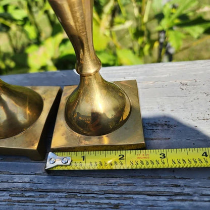 Vintage Brass Candlestick Holders 8 inches tall sturdy brass set of 2